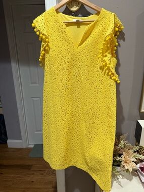 Charter Club Yellow Eyelet Sleeveless Shift Dress